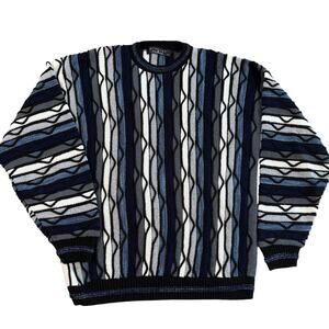 Protege Vintage COOGI-Style 3D Knit Pullover Sweater Mens L Multicolor